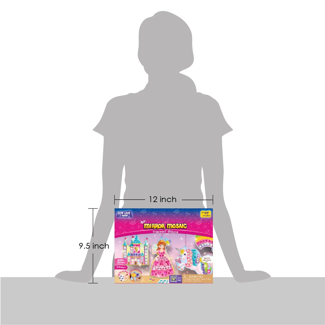 Imagimake Mirror Mosaic Princess & Unicorn Kids Art Set | DIY Craft Kit | Foil Stickers for Kids | Birthday Gift for Girls and Boys Ages 3,4,5,6,7,8 | 3 Year Old Girl Gifts - Distacart