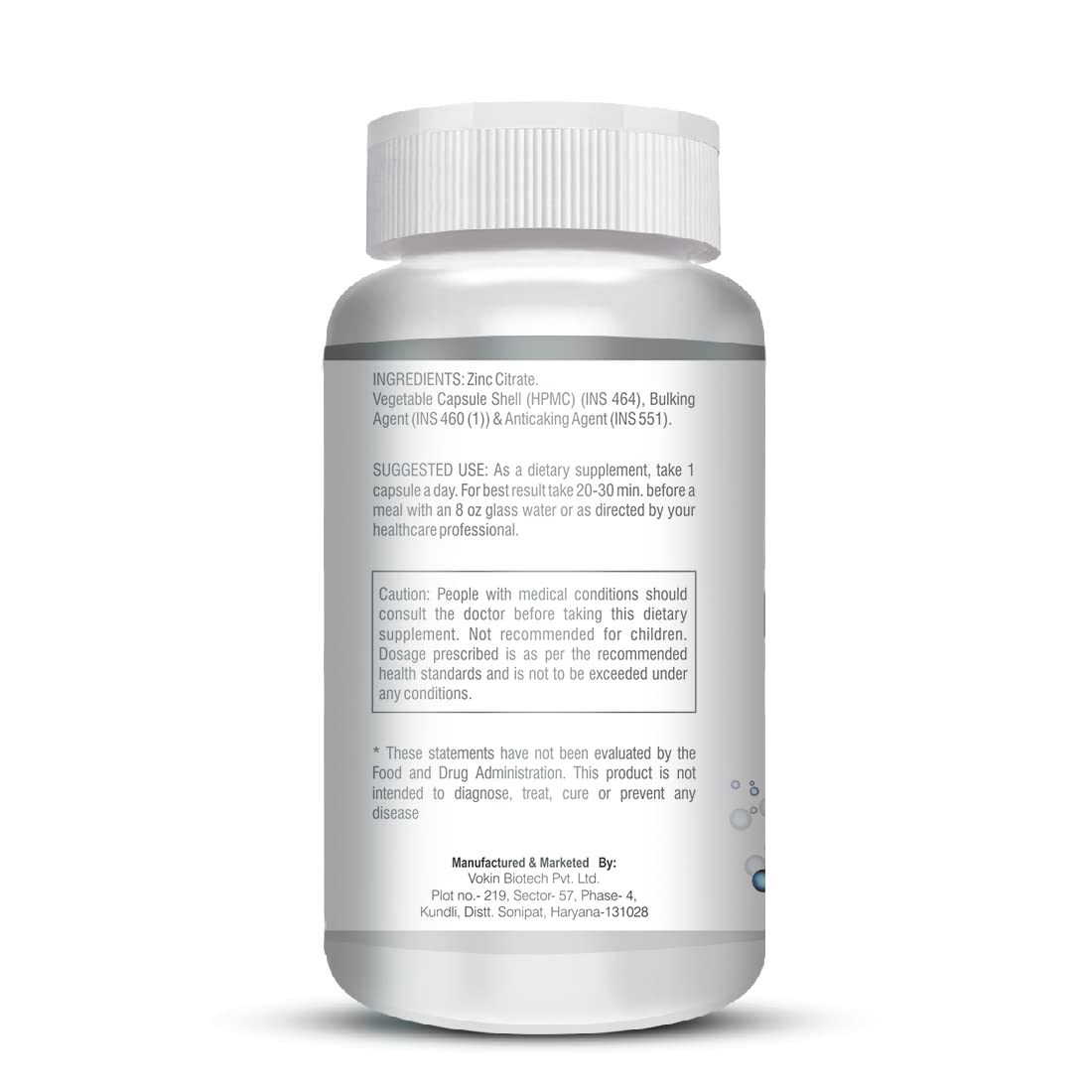 Vokin Biotech Zinc Citrate Supports Healthy Immune system (90 Capsules)