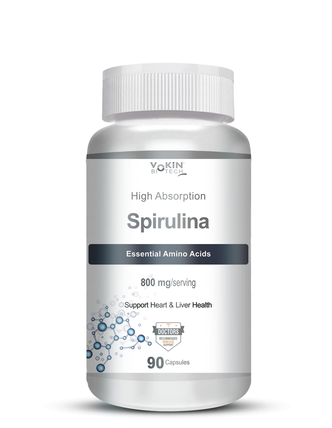 Vokin Biotech Spirulina- Support Heart Health and Liver Health -800mg (90 Capsules)