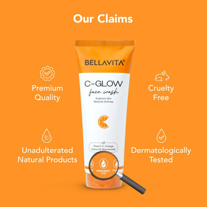 Bella Vita C-Glow Vitamin C Face Wash Brightening Formula for Men and Women,100 ml - Distacart