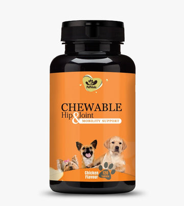 PetPetals Chewable Hip & Joint Chicken Flavor Dog Tablets for Skin & Digestive System Pet Health Supplements (120 Tablets)