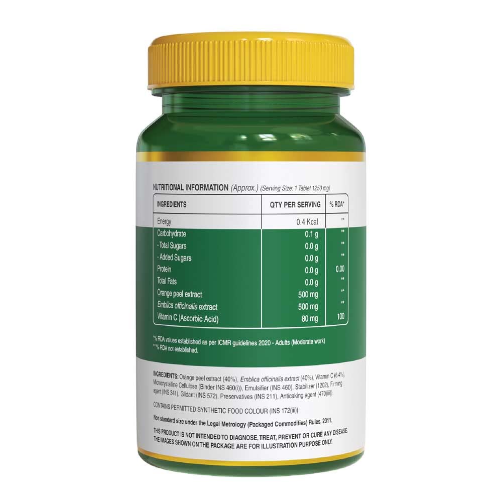 Pure Nutrition Vitamin C with Orange Peel & Amla Extract Veg Tablets - Distacart