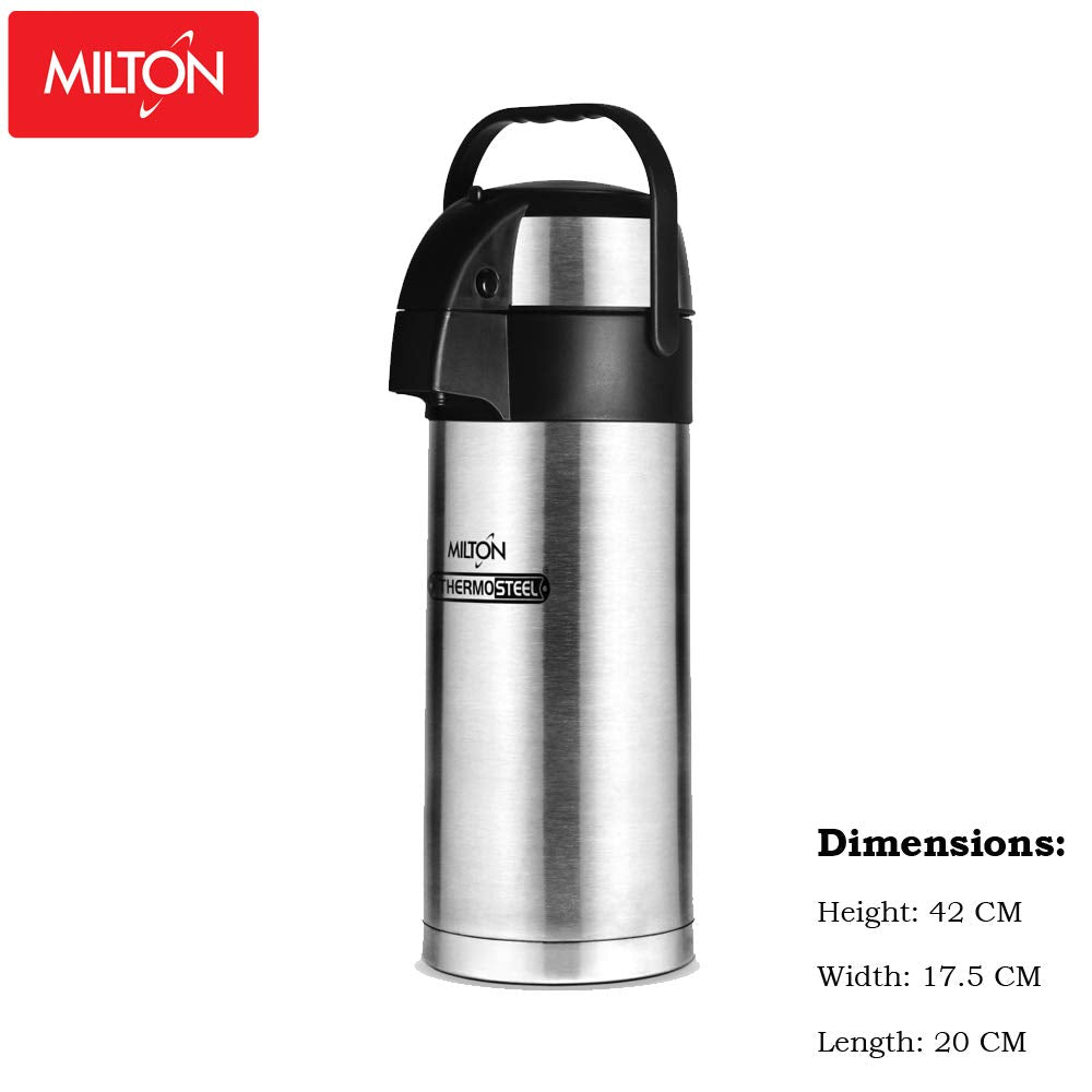 Milton Beverage Dispenser 3500 Stainless Steel for Serving Tea and Coffee, 3.58 Litre, Silver - Dista