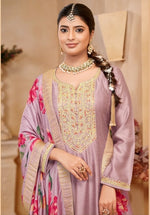 Thumbnail for Anaita Light Lavender Vichitra Silk Sequence Embroidered Salwar Suit - Distacart