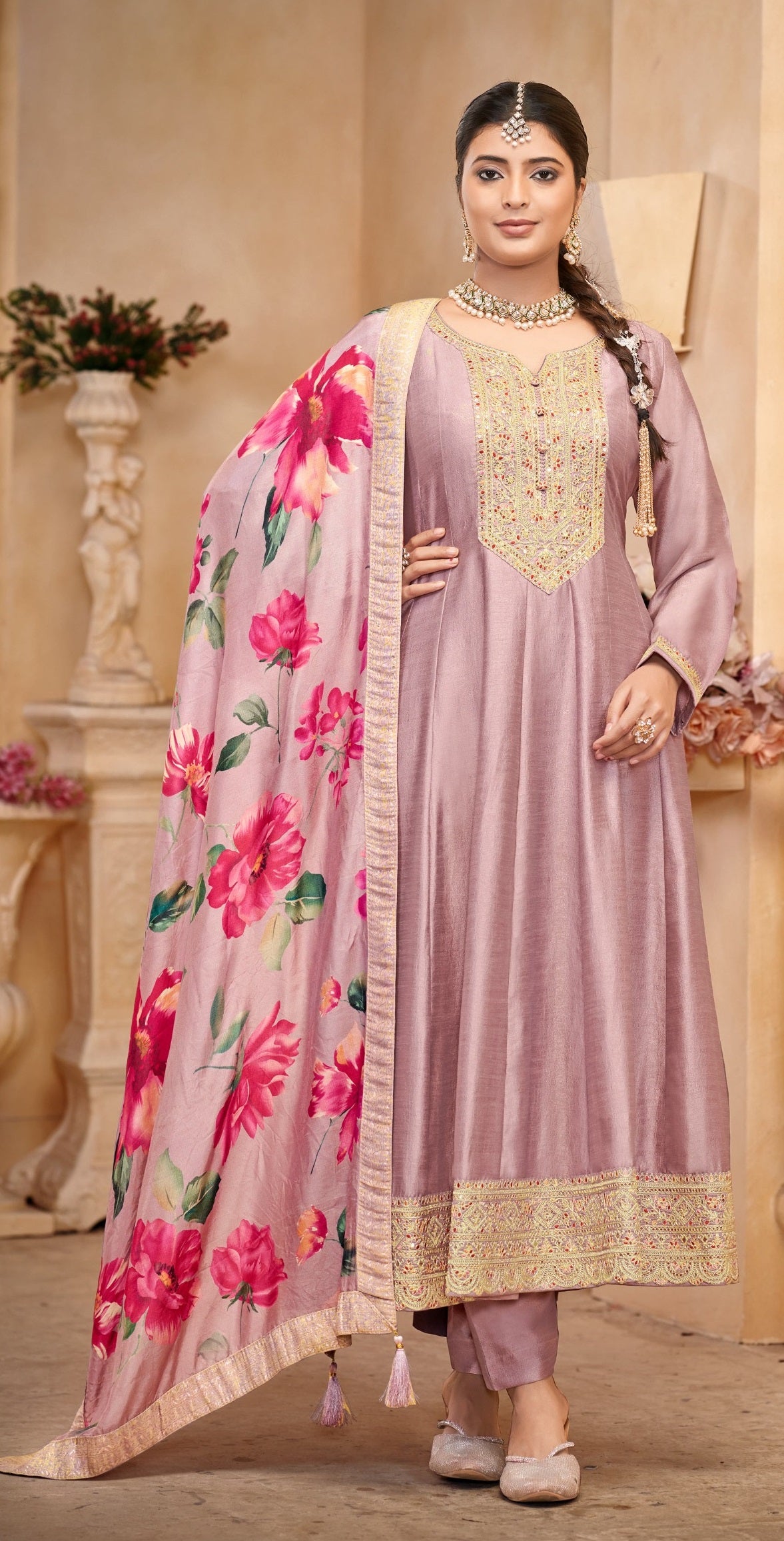 Anaita Light Lavender Vichitra Silk Sequence Embroidered Salwar Suit - Distacart