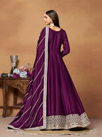 Thumbnail for Monjolika Fashion Purple Colour Art Silk Designer Anarkali Dress