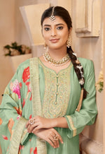 Thumbnail for Anaita Light Green Vichitra Silk Sequence Embroidered Salwar Suit - Distacart