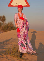 Thumbnail for Monjolika Fashion Beige Color Printed Tussar Silk Designer Saree Online