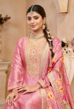 Thumbnail for Anaita Light Pink Vichitra Silk Sequence Embroidered Salwar Suit - Distacart