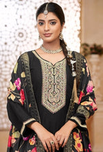 Thumbnail for Anaita Black Vichitra Silk Sequence Embroidered Salwar Suit - Distacart