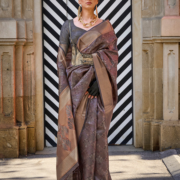 Monjolika Fashion Monjolika Fashion'S Brown Colour Organza Sarees With Blouse - Distacart