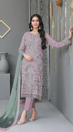 Thumbnail for Anaita Lavender Fox Georgette Suit With Embroidered Sequence Work - Distacart