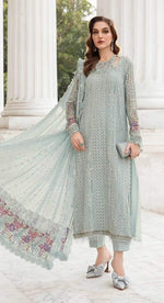Thumbnail for Anaita Sea-Green Fox Georgette Suit With Embroidered Sequence Work - Distacart