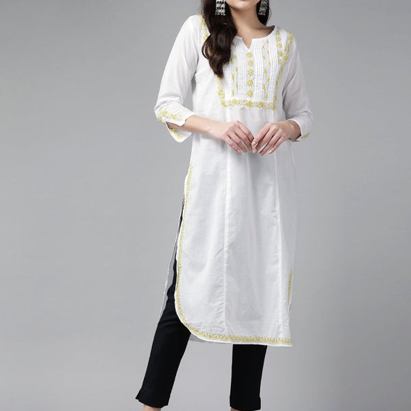 ADA Floral Embroidered Chikankari Kurta - Distacart
