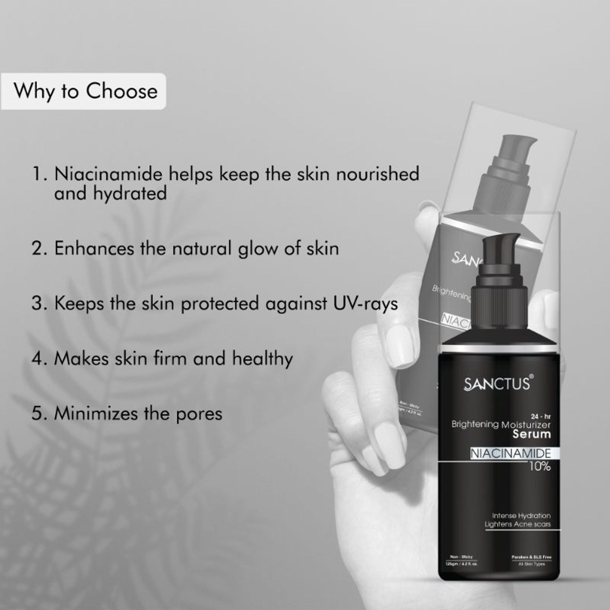 SANCTUS 24-Hr Brightening 10% Niacinamide Moisturizer Serum Lotion - Distacart