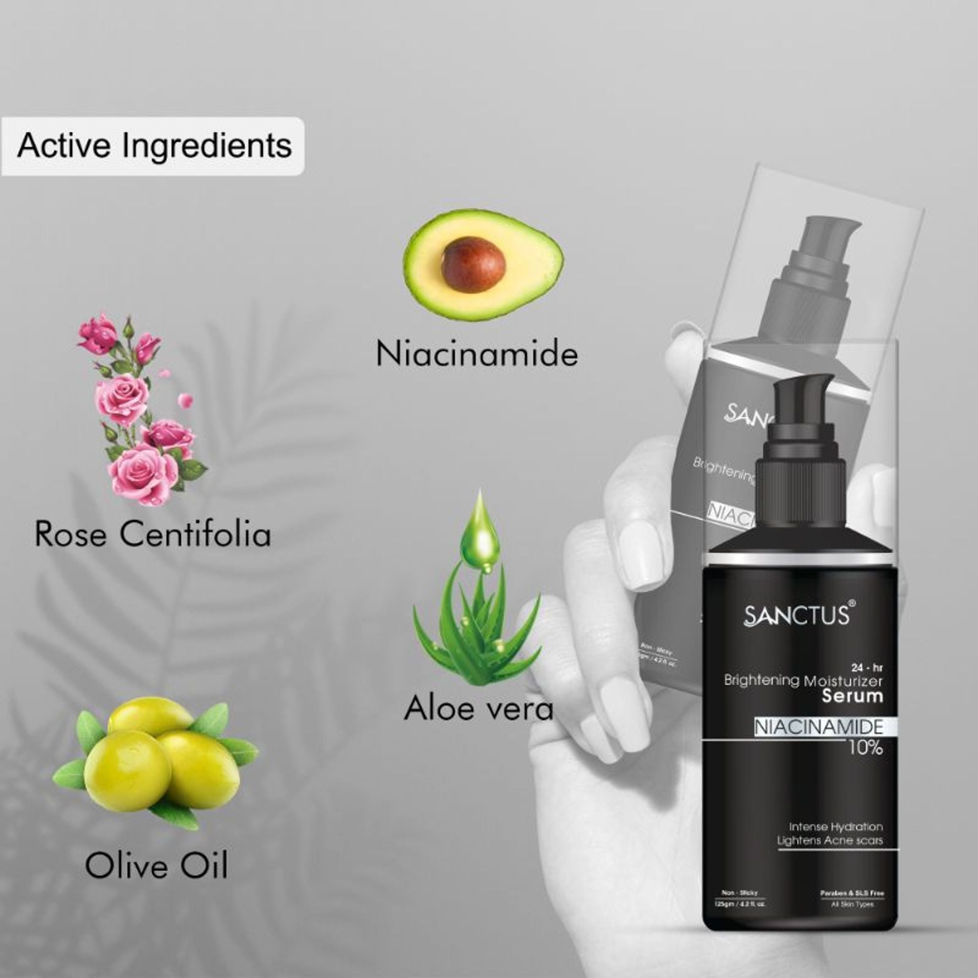 SANCTUS 24-Hr Brightening 10% Niacinamide Moisturizer Serum Lotion - Distacart