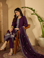 Thumbnail for Joban Fashion Purple Silk Embroidery Readymade Kurta Set - Distacart