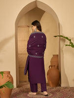 Thumbnail for Joban Fashion Purple Silk Embroidery Readymade Kurta Set - Distacart