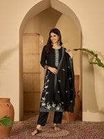 Thumbnail for Joban Fashion Black Silk Embroidery Readymade Kurta Set - Distacart