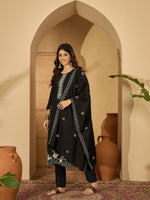 Thumbnail for Joban Fashion Black Silk Embroidery Readymade Kurta Set - Distacart