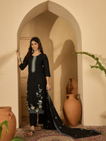 Thumbnail for Joban Fashion Black Silk Embroidery Readymade Kurta Set - Distacart