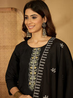 Thumbnail for Joban Fashion Black Silk Embroidery Readymade Kurta Set - Distacart
