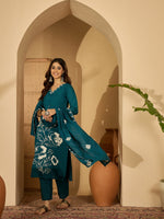Thumbnail for Joban Fashion Teal Silk Embroidery Readymade Kurta Set - Distacart