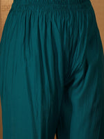 Thumbnail for Joban Fashion Teal Silk Embroidery Readymade Kurta Set - Distacart