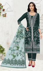 Thumbnail for Anaita D Green Slub Cotton Suit with Embroidered Multi Work - Distacart