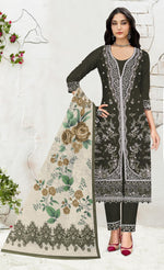 Thumbnail for Anaita Mehndi Slub Cotton Suit with Embroidered Multi Work - Distacart