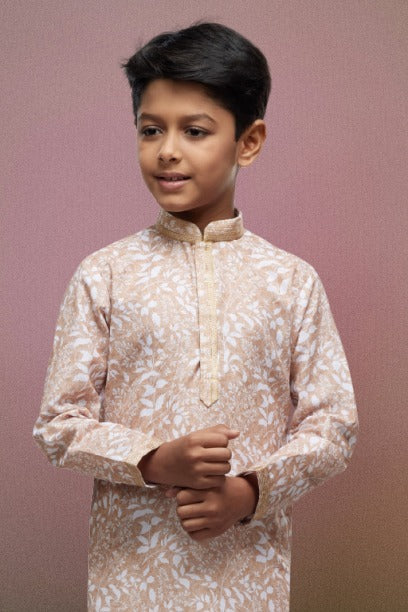 Raivat Ethnic Cotton Thread Work Kids Kurta Pajama In Peach Colour - Distacart