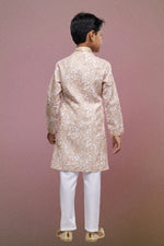 Thumbnail for Raivat Ethnic Cotton Thread Work Kids Kurta Pajama In Peach Colour - Distacart