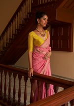 Thumbnail for Monjolika Fashion Salmon Colour Weaving Nylon Silk Saree - Distacart