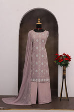 Thumbnail for Anaita Lavender Faux Georgette Suit With Embroidery & Sequence Work - Distacart