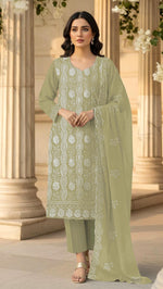 Thumbnail for Anaita Green Faux Georgette Suit With Embroidery & Sequence Work - Distacart