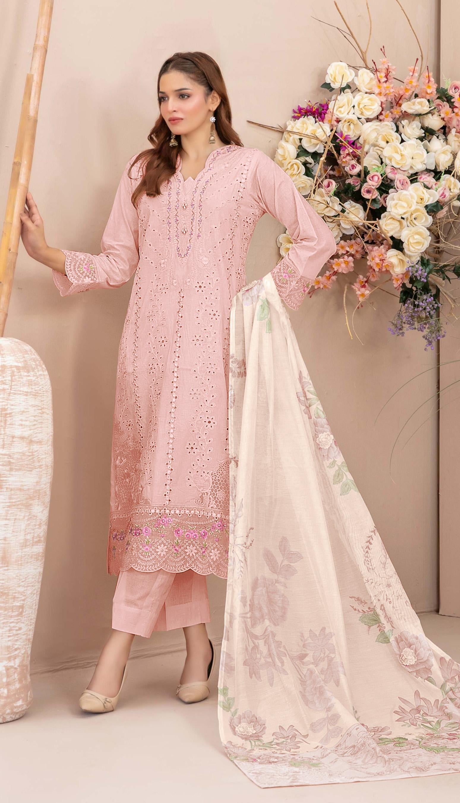 Anaita Pink Faux Georgette Suit With Embroidery Work - Dista