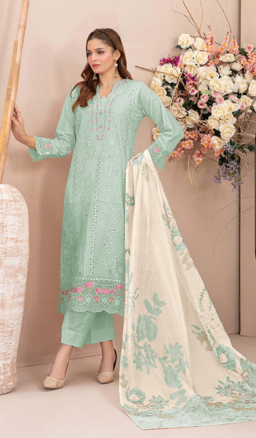 Anaita Sky Faux Georgette Suit With Embroidery Work - Dista