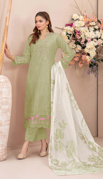Anaita Mehndi Faux Georgette Suit With Embroidery Work - Dista