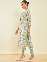 Thumbnail for Soch Floral Printed Linen Straight Kurta - Distacart