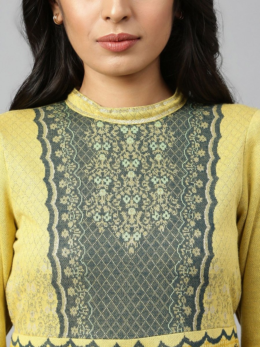 AURELIA Printed Ethnic Motifs Satin Ethnic Dress - Distacart