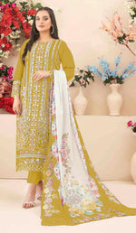Thumbnail for Anaita Yellow Cambric Cotton Suit with Embroidery & Khatli Work - Distacart