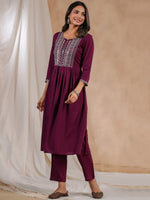Thumbnail for Anubhutee Ethnic Motifs Yoke Design Sequins Detail A-Line Kurta - Distacart