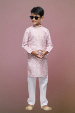 Thumbnail for Raivat Ethnic Cotton Thread Work Kids Kurta Pajama In Pink Colour - Distacart