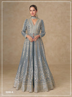 Thumbnail for Anaita Grey Chinon Stitched Anarkali Suits With Embroidery & Sequence Work - Distacart