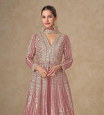 Thumbnail for Anaita Peach Chinon Stitched Anarkali Suits With Embroidery & Sequence Work - Distacart