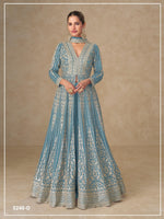Thumbnail for Anaita Blue Chinon Stitched Anarkali Suits With Embroidery & Sequence Work - Distacart
