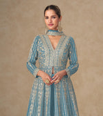 Thumbnail for Anaita Blue Chinon Stitched Anarkali Suits With Embroidery & Sequence Work - Distacart