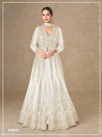 Thumbnail for Anaita White Chinon Stitched Anarkali Suits With Embroidery & Sequence Work - Distacart