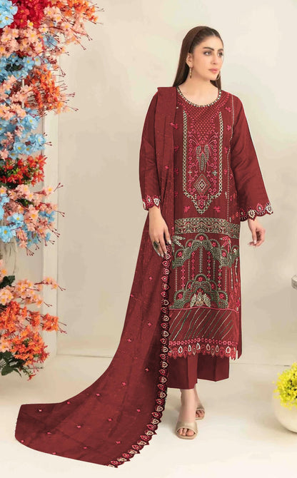Anaita Maroon Silk Suit with Embroidered & Sequence Work - Distacart