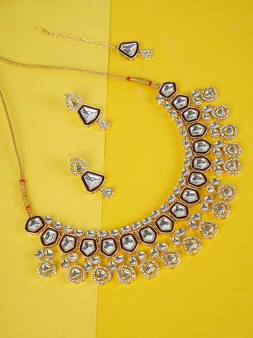 Divisha Alloy Gold-plated White Purple Western Jewellery Set - Distacart